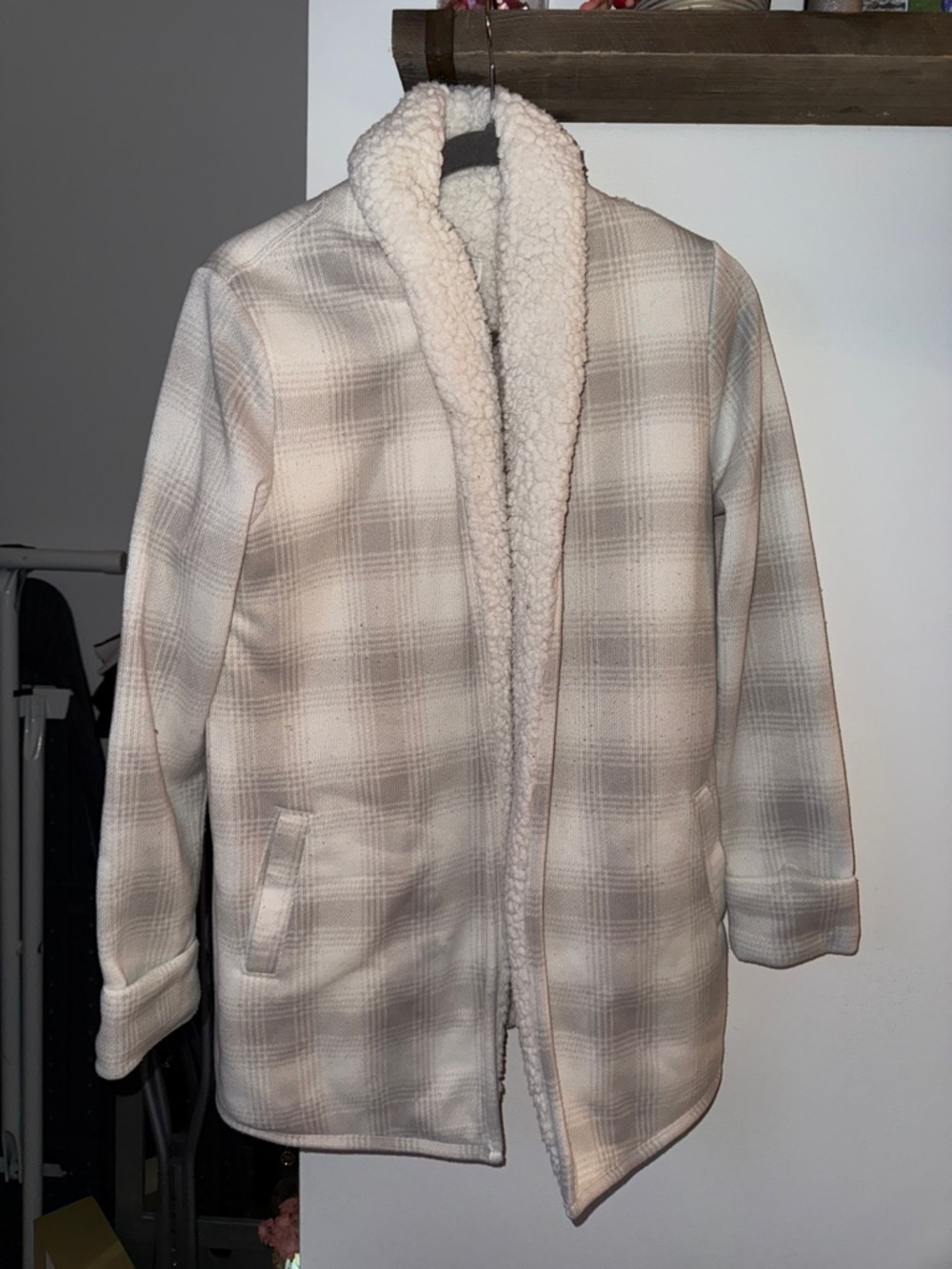 Abercrombie & Fitch Cream Sherpa-Lined Jacket